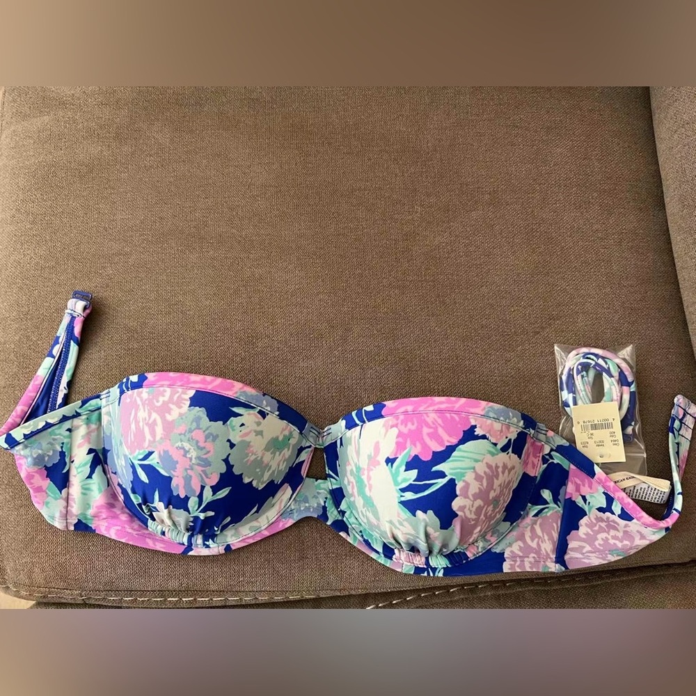 American Eagle Blue and Pink Bikini Top